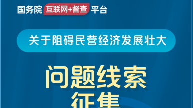 爆操女人的精品网站国务院“互联网+督查”平台公开征集阻碍民营经济发展壮大问题线索